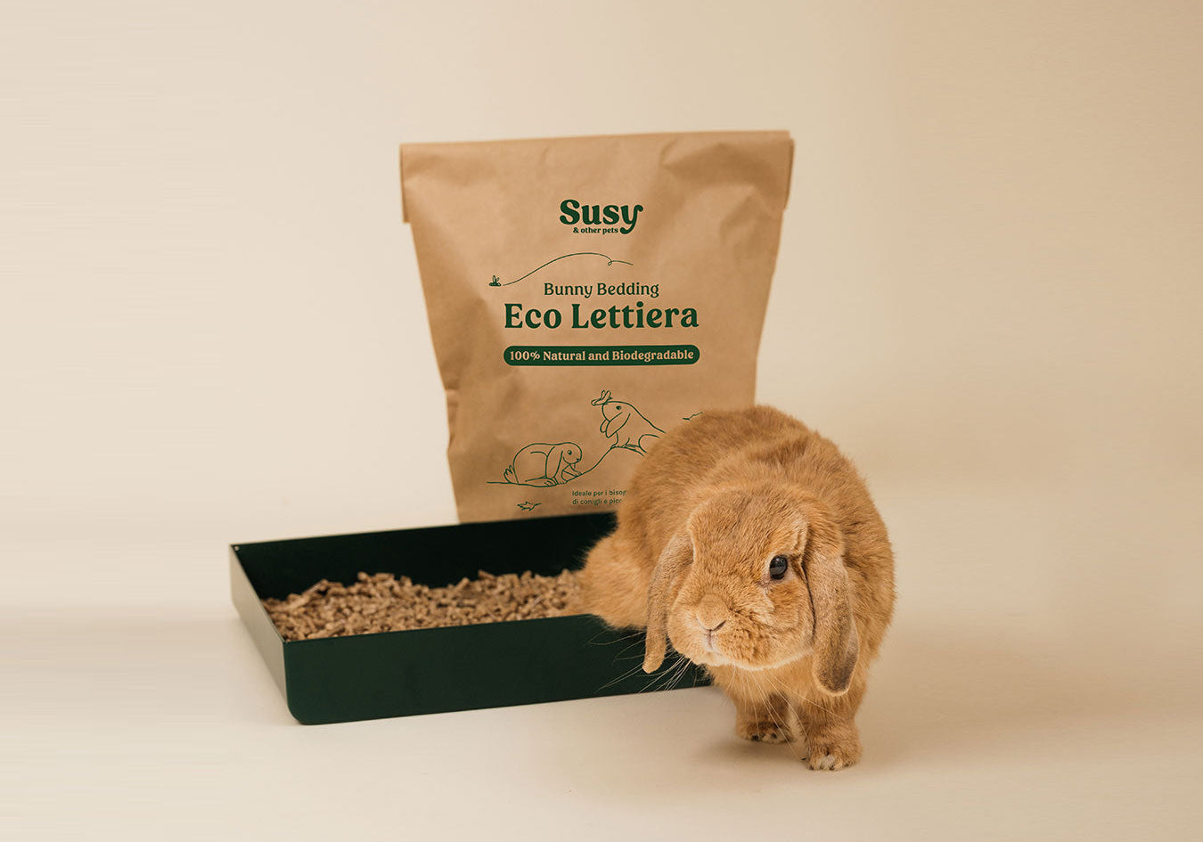lettiera ecologica e biodegradabile per coniglietti - susy eco lettiera