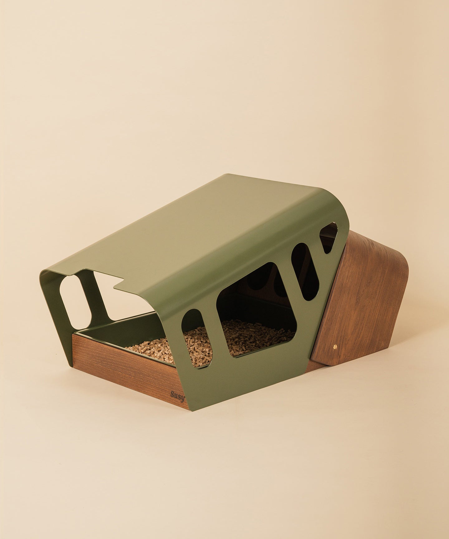 Scocca • Curved Hay Feeder in Walnut-Stained Oak